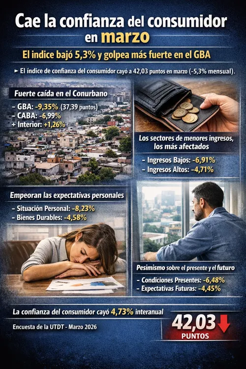Caída de confianza del consumidor en marzo
