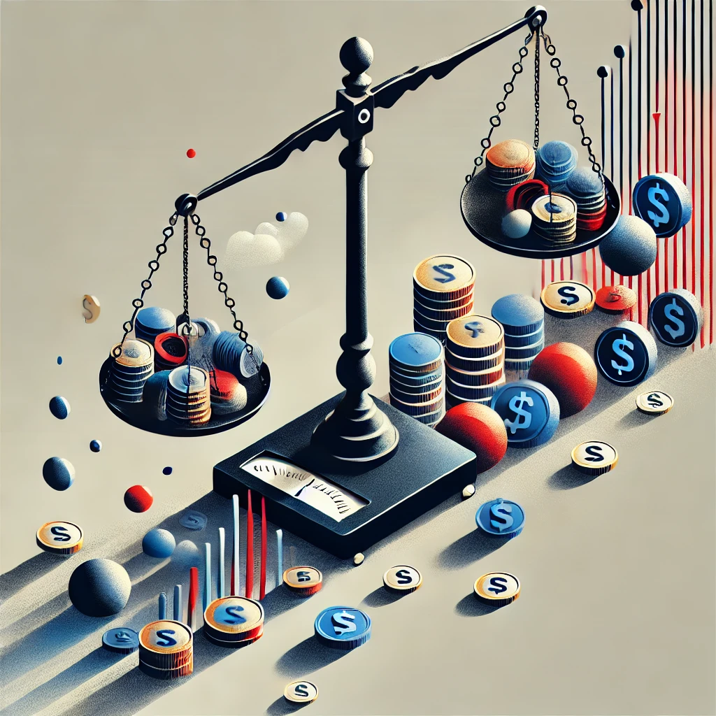 DALL·E-2024-11-27-08.16.22-Una-ilustracion-generica-de-una-balanza-desequilibrada-en-un-estilo-abstracto-y-moderno.-La-balanza-esta-en-el-centro-inclinada-hacia-un-lado-con-el