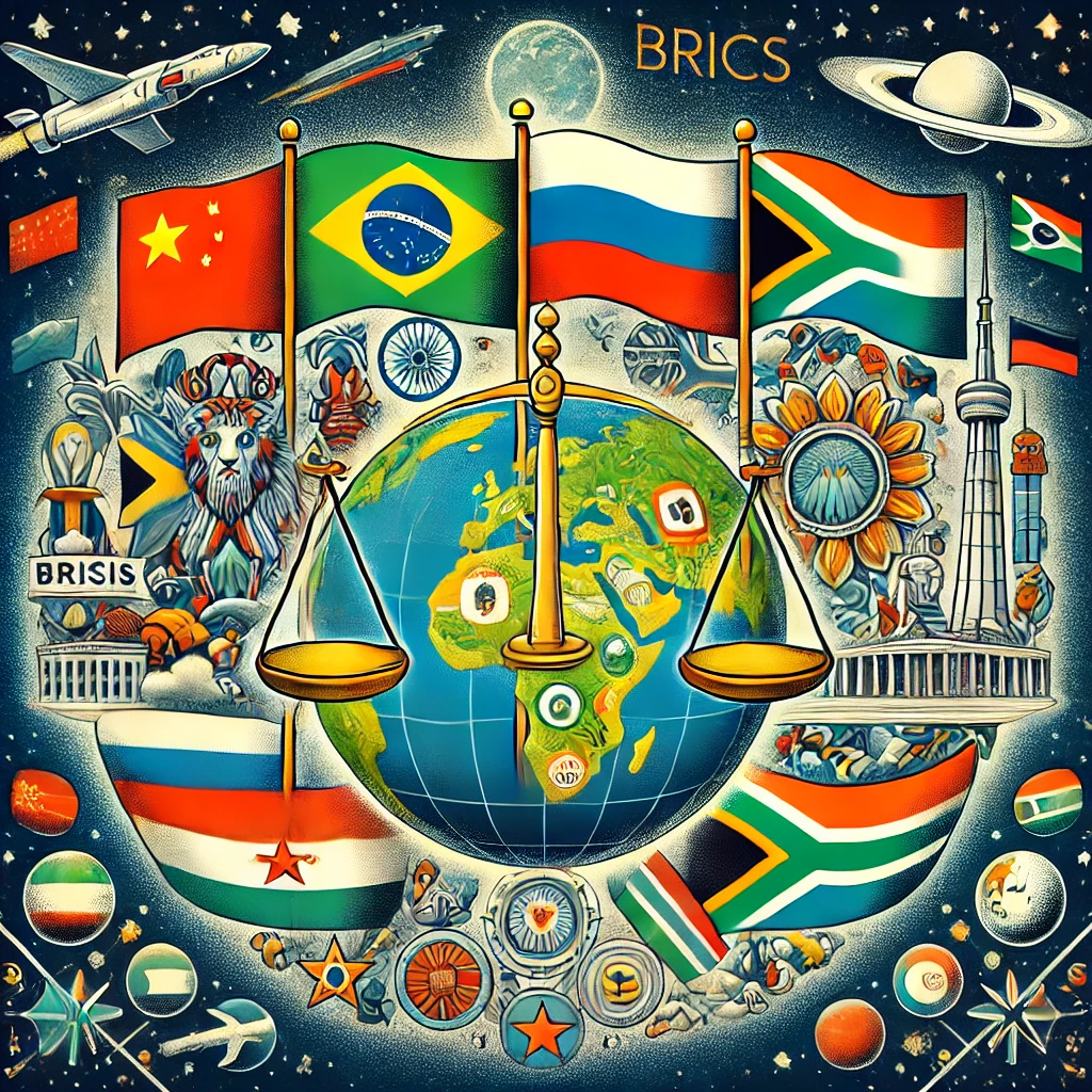 DALL·E-2024-10-27-09.44.18-An-illustration-depicting-the-growing-influence-of-BRICS-in-global-geopolitics.-The-image-should-include-symbolic-representations-of-the-five-BRICS-na